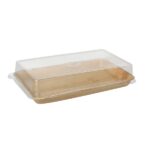 Sushi Schalen mit Deckel Palmblatt 4,4x22x14,2cm 10Stück Starpack