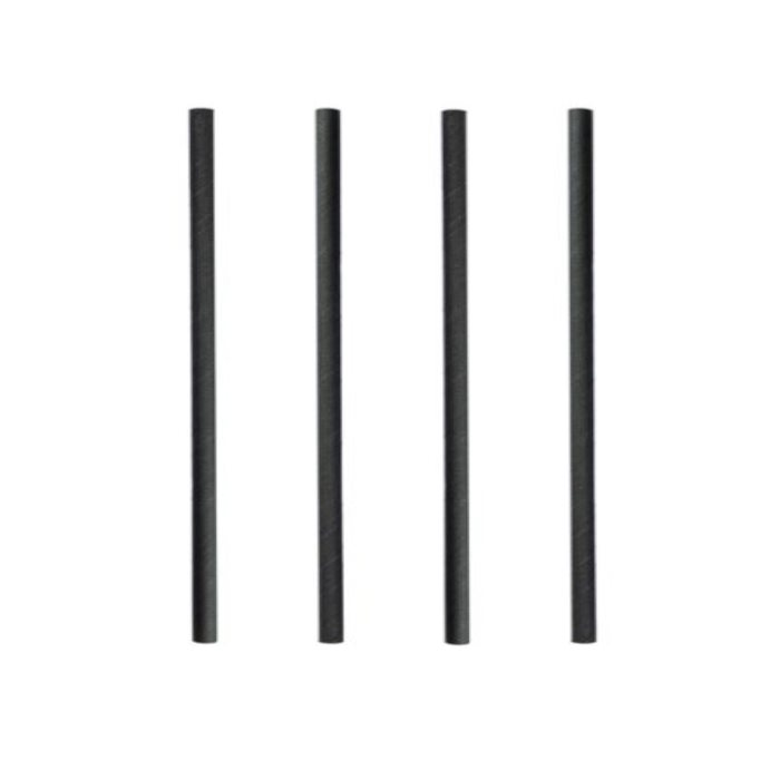 Trinkhalm gerade Papier schwarz 6x200mm 250Stück Hermsen – Bild 1