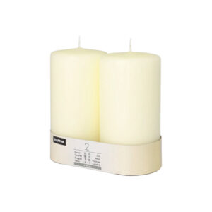 Stumpenkerze creme 2er 8x15cm