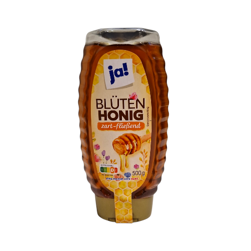 Blütenhonig 500g Kopfsteherflasche JA! – Bild 1