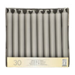 Tafelkerzen grau 2,1x19,6cm 30Stück