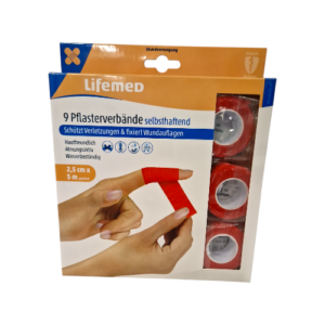 Pflaster 2,5cm x5m rot 9Roll
