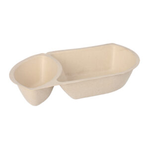 Snacktrays Zuckerrohr 2-geteilt 3,6x11x19,4cm natur 50 Stück