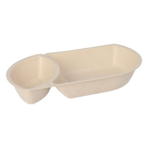 Snacktrays Zuckerrohr 2-geteilt 3,6x12,4x22,4cm natur 50 Stück
