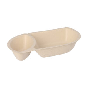 Snacktrays Zuckerrohr 2-geteilt 3,2x9,7x17,6cm natur 50 Stück