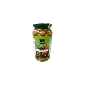 Oliven grün ohne Stein mit Paprikapastete 935ml ATG 550g Adria