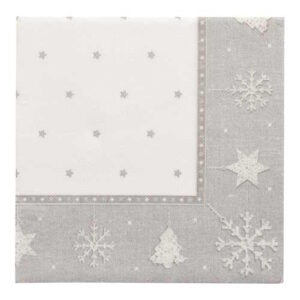 Servietten silber x-Mas 40x40cm 1/4 Falz 50 Stück