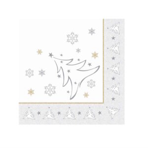 Servietten silber x-Mas Elegance 40x40cm 1/4 Falz 50 Stück