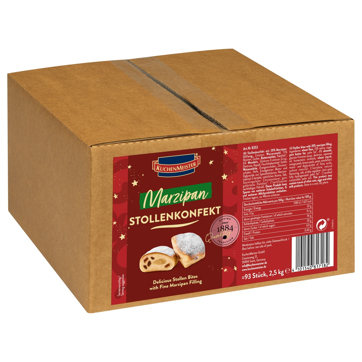 Stollenkonfekt Marzipan 2,5kg Kuchenmeister – Bild 1
