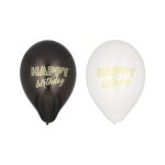 Luftballons schwarz/weiß 25cm Durchmesser Happy Birthday 10 Stück
